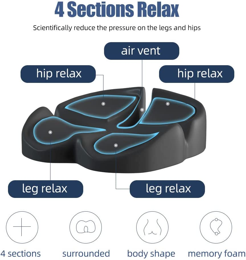 Ergonomic Office Chair Seat Cushion and Lumbar Support Pillow Combo Set, 3D Design, Breathable Cover, Adjustable Straps, Ideal for Low Back Pain Relief and Long Sitting Hours, Navy image number 2