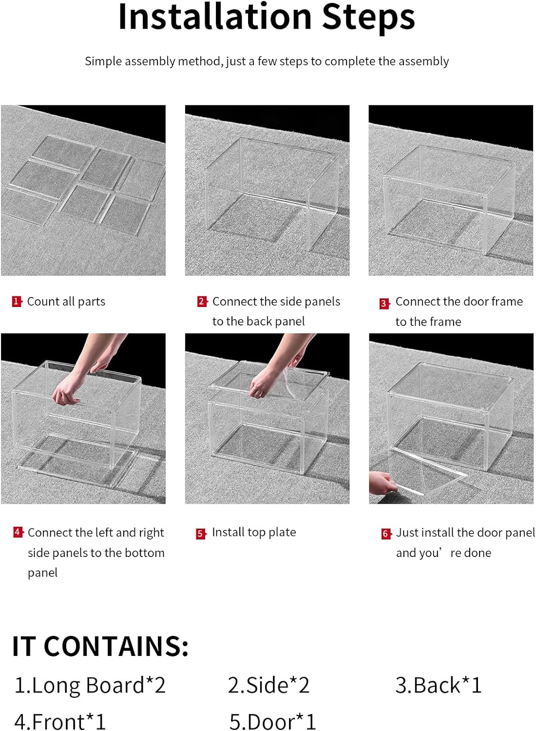 Acrylic Display Case for Collectibles, Stackable Proof 4 Layer Clear Acrylic Display Case for Figures and Keepsakes, Clutch, Wallet, Book, Toys Organization (Clear) image number 1