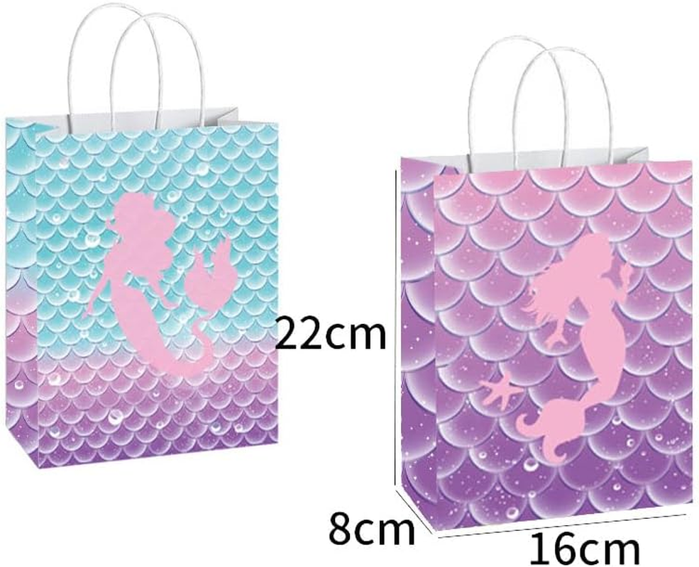 Dnvkict 24 Pack Mermaid Goodie Bags with Handles Candy Bags Mermaid Theme Party Bags Party Favor Treat Bags for Decorations (Fish Scale) image number 2