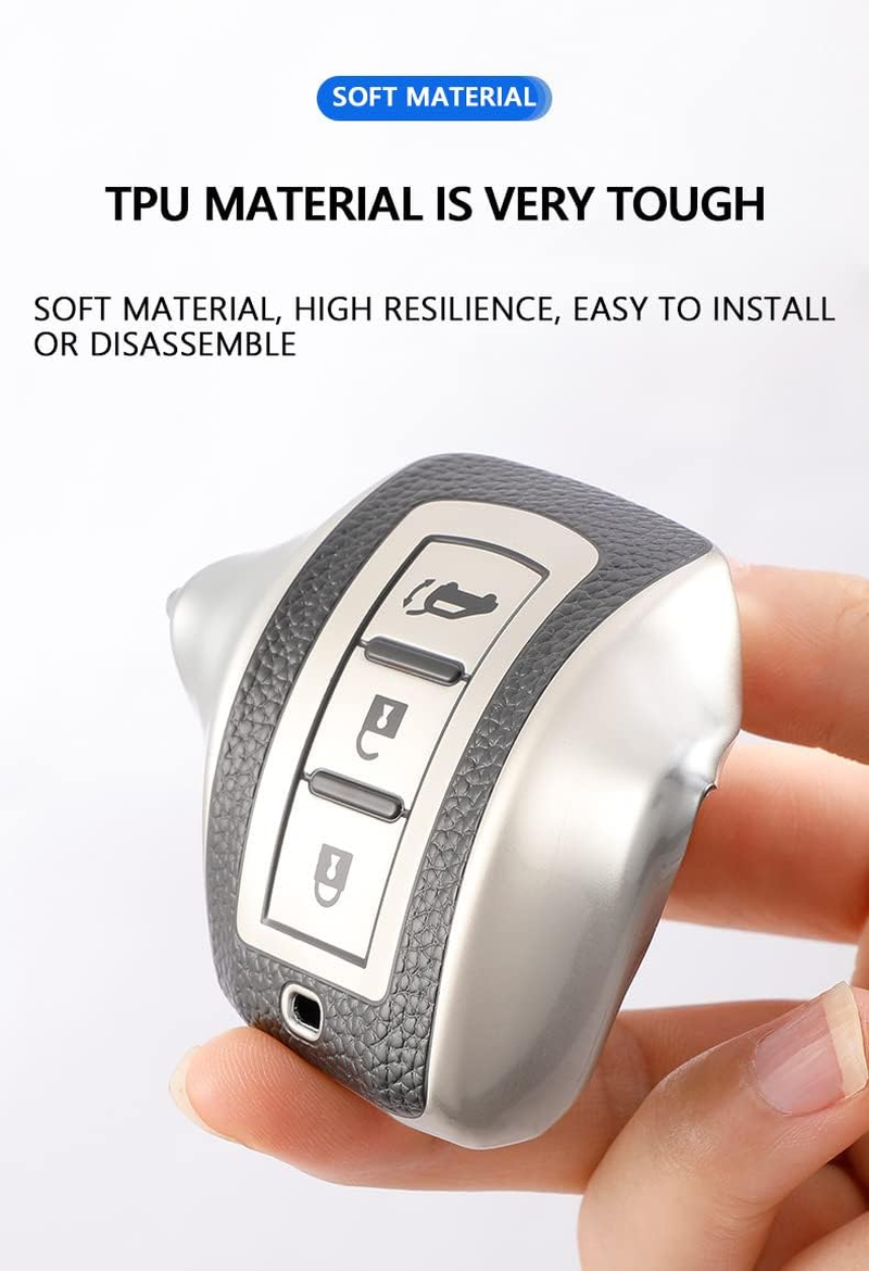 HIBEYO TPU Car Key Fob Cover with Keychain Fits for Mitsubishi image number 4