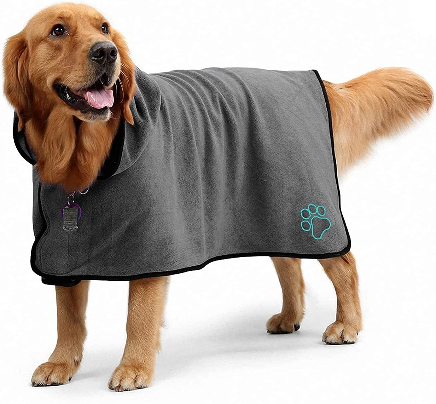 Dog Drying Coat - Dog Bathrobe Towel - Microfibre Material Fast Drying Super Absorbent Dog Cat Pet Bath Robe for Small Medium Large XL Dogs image number 2