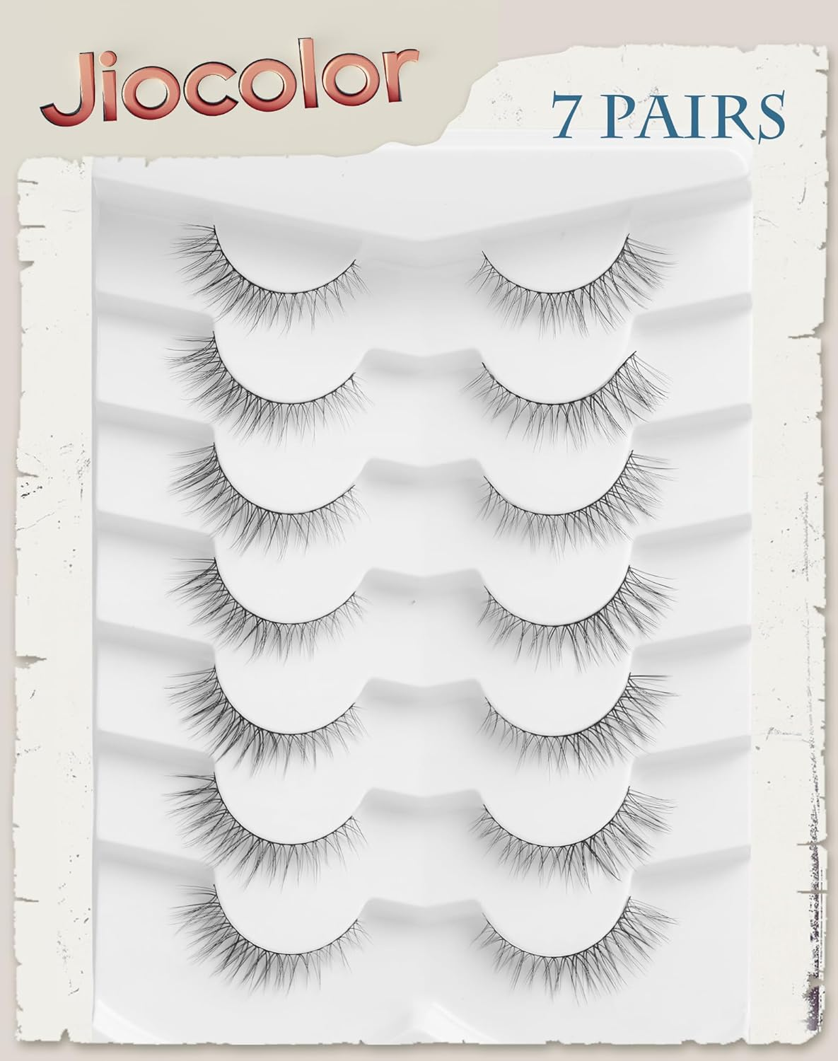 Cat Eye Lashes Natural Look Wispy Foxy Eye Lashes Pack 3D Volume Faux Mink Eyelashes C Curl Thin Band False Eyelashes 9 Mm 7 Pairs S6 image number 4