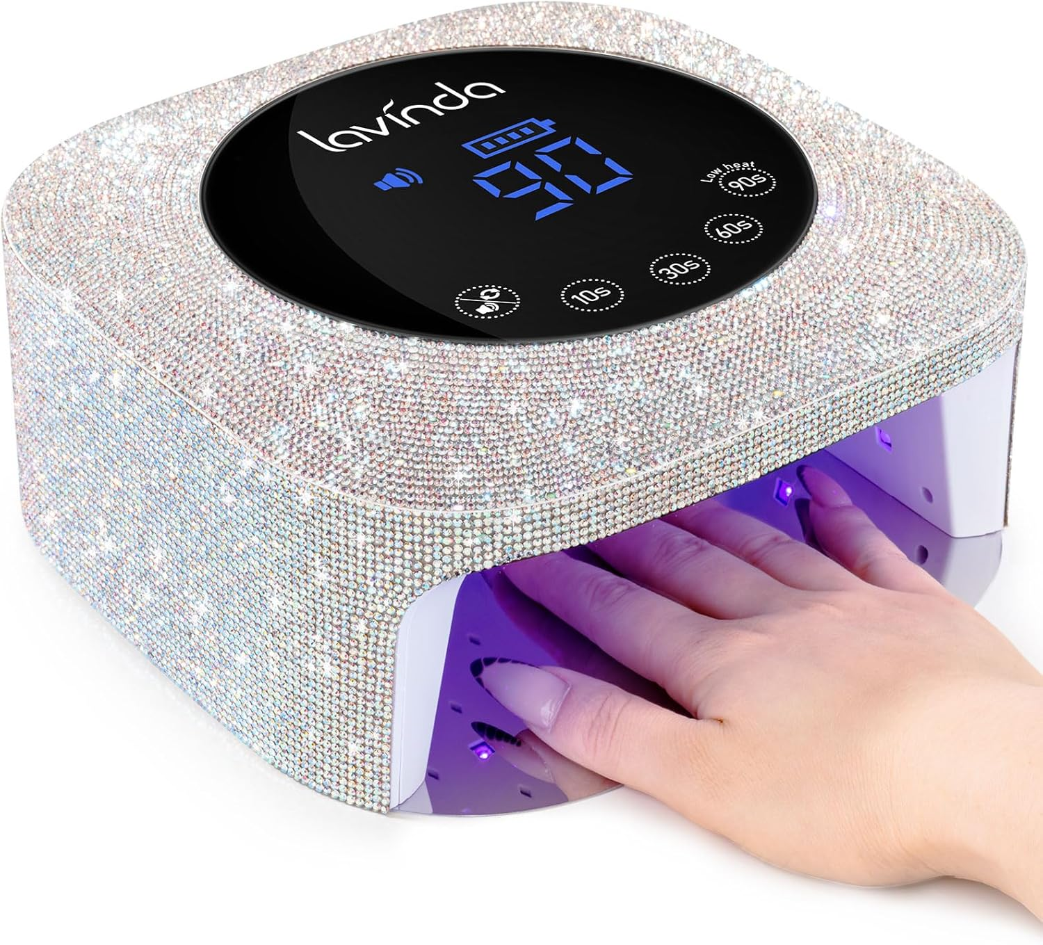 Lavinda UV LED Nail Lamp for Gel Nails, Cordless Rechargeable Nail Light with 4 Timer Settings, Touch LCD Display, Removable Base, 54W Professional Nail Dryer for Salon Home Use Diamond Design image number 1