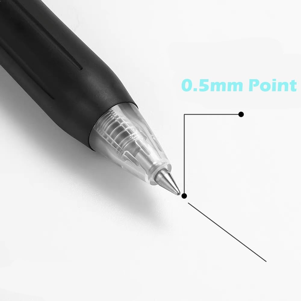Vignette Stationery Ballpoint Gel Pens, Retractable, Extra Smooth, Quick Dry, Non-Bleeding, Black Red for School Office Hospital Uni Teacher Doctor Nurse Marking Writing Pen (0.5Mm Gel Black) image number 5