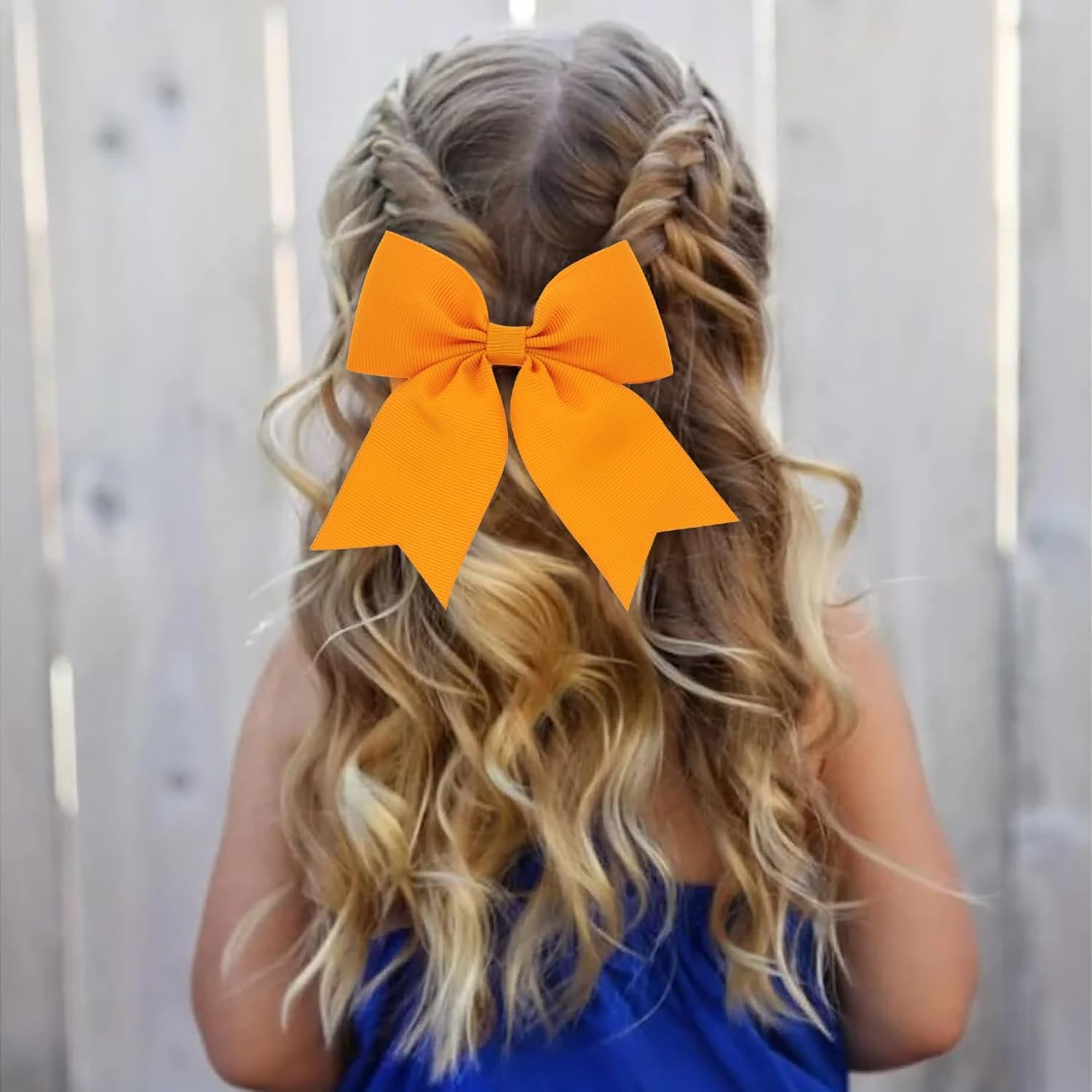 2 Pieces Large Orange Velvet Hair Bows, Women and Girls, Modern Solid Orange Hair Clip, 1 Count image number 2
