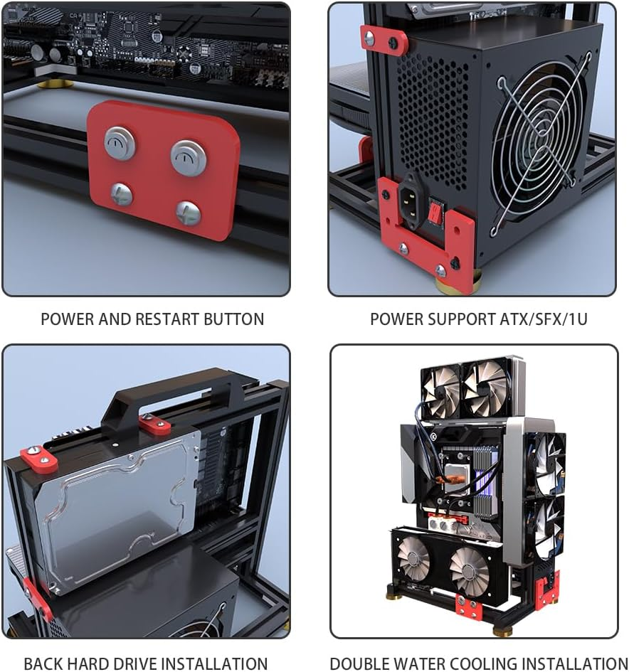 DIY Aluminium PC Open Case Computer Chassis Test Bench Support Water Cooling, ITX, MATX, ATX, EATX, Silvery image number 3