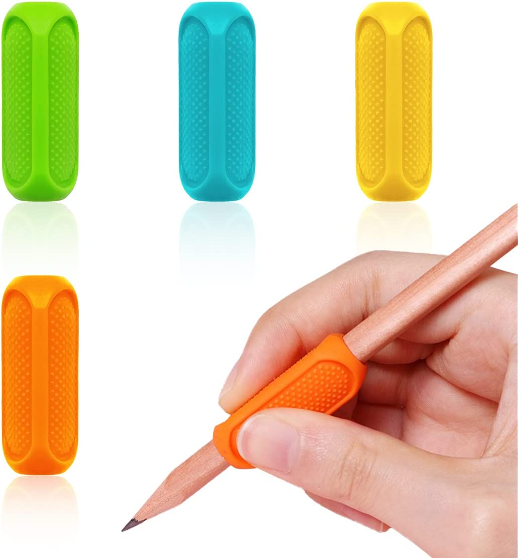 Pencil Grips, 4 Pcs Color Writing Posture Correction Finger Grip for Adults, Student, Righties and Lefties (4 Colors) image number 3
