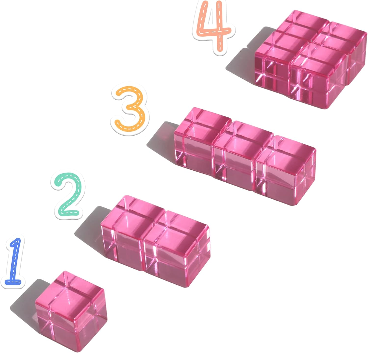 Rainbow Crystal Acrylic Cubes Children Learning Color Light Shadow Toy, Stacking Gem Blocks Sensory Building Blocks for Kids(32Pcs)&hellip; image number 1