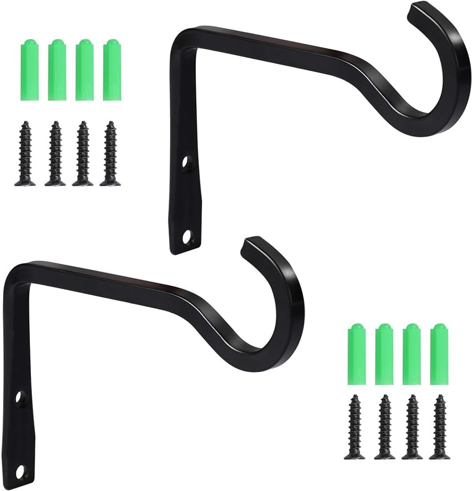 2Pcs Metal Plant Hooks, Iron Ceiling Hooks Hanging Basket Bracket,Decorative Metal Wall Hook,Straight Plant Hanger Indoor&Outdoor for Planters, Lanterns, Bird Feeders, Wind Chimes(Black) image number 5