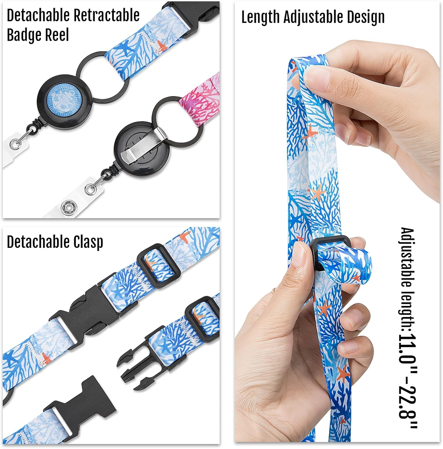 MNGARISTA Retractable Cruise Lanyard for Ship Cards, Waterproof Lanyards for Cruise Ship Cards with ID Holder, 2 Pack, Underwater World - Seaweed image number 5