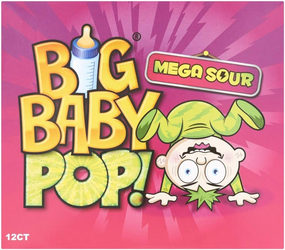 Myriad Big Baby Pop Sour Lollipop Bottle, 12 X 30 Grams
