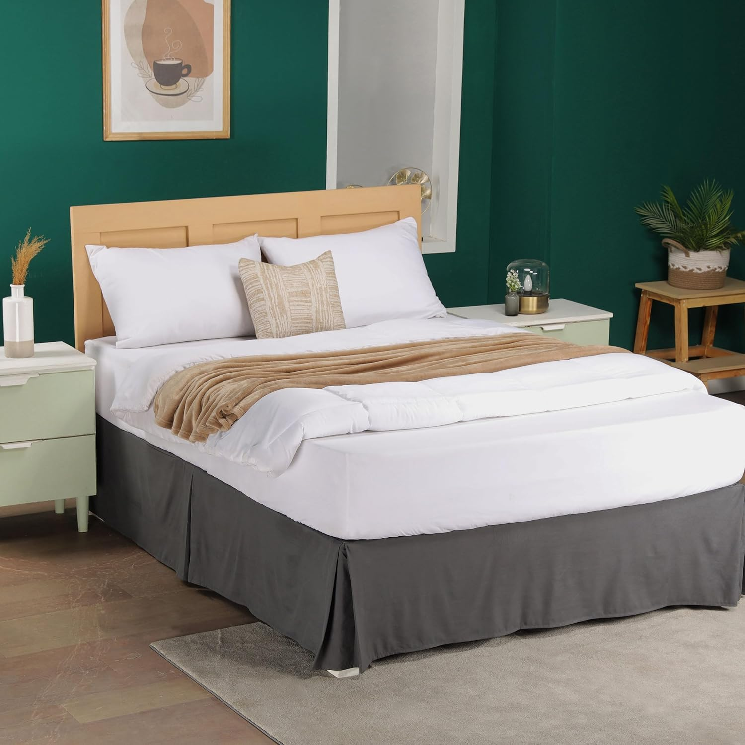 NY Threads - Pleated Bed Skirt - Queen - Easy Fit - Soft Brushed Microfiber, 16 Inches Drop - Simple Design, Machine Washable - Ideal for Hiding under - Base Bed Skirt - Grey image number 3