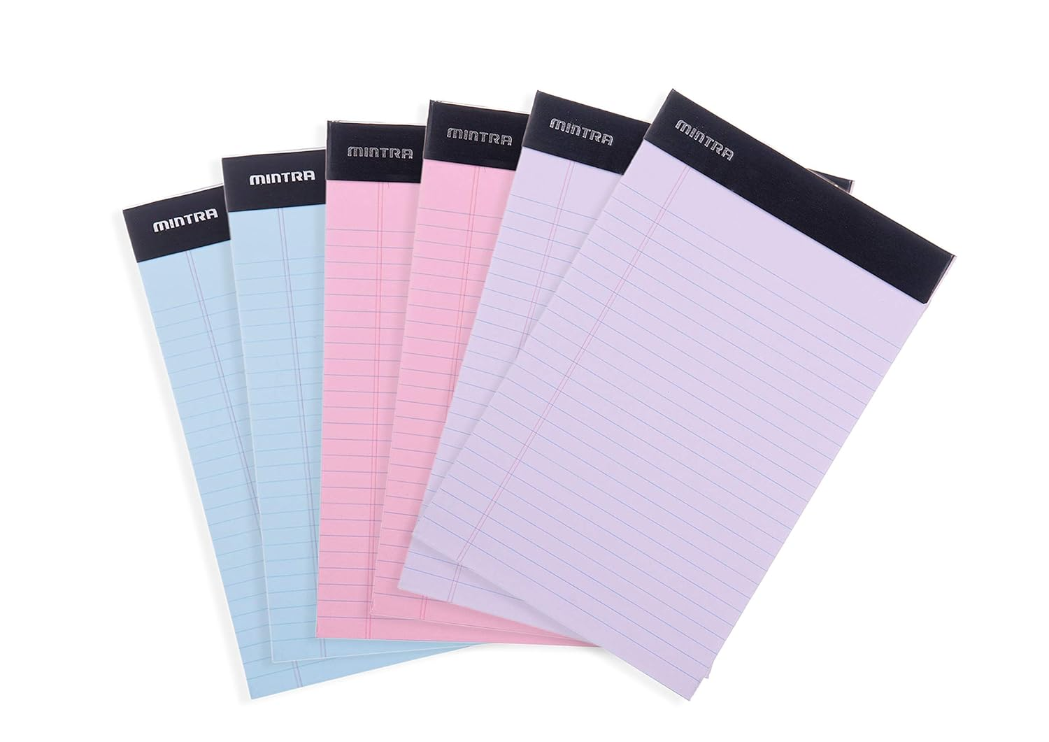 Mintra Office Legal Pads - ((Basic Pastel 6Pk, 5In X 8In, Narrow Ruled)) - 50 Sheets per Notepad, Micro Perforated Writing Pad, Notebook Paper for School, College, Office, Professional image number 2