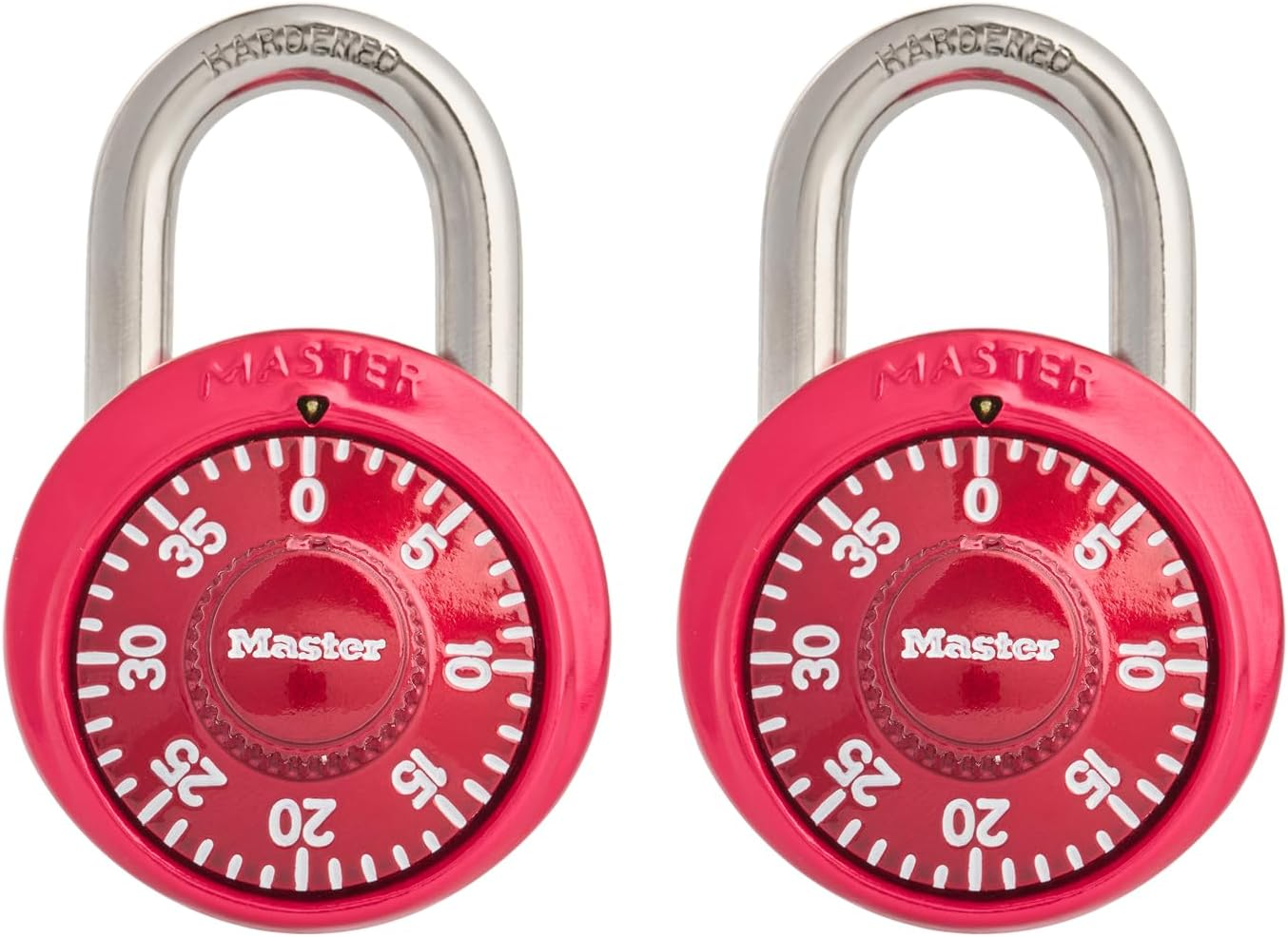 Master Lock 1530T Combination Padlock, Bright Metallic, Each Pack Contains 2 Locks, Colors May Vary, Pack of 4