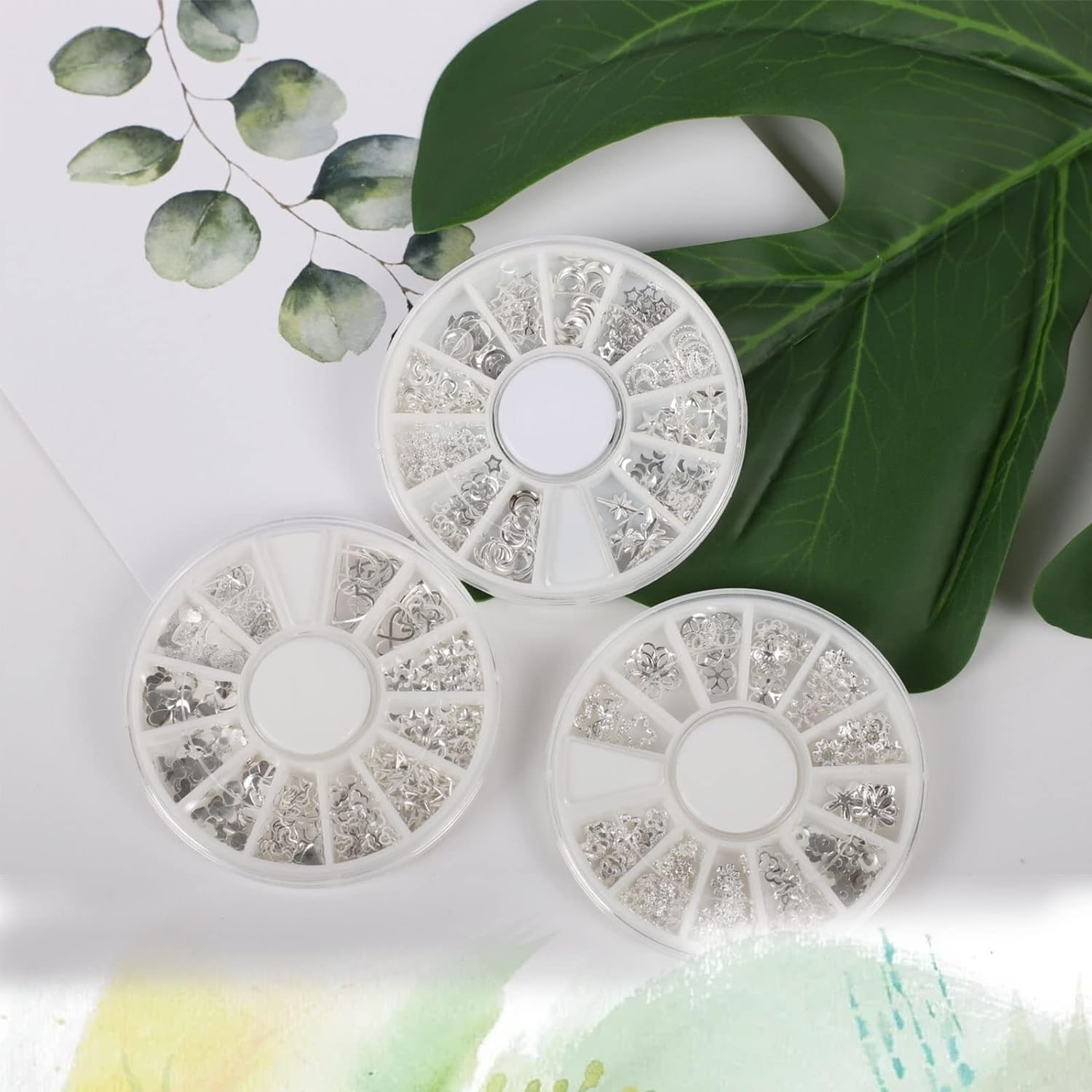 Silver Nail Charms 3D Nail Art Accessories Metal Nail Charms for Acrylic Nails, Hollow Heart Nail Charms 3D Nail Art Decoration with Nail Packaging Boxes(3 Boxes)，Diy Nail Stuff for Nail Techs image number 5