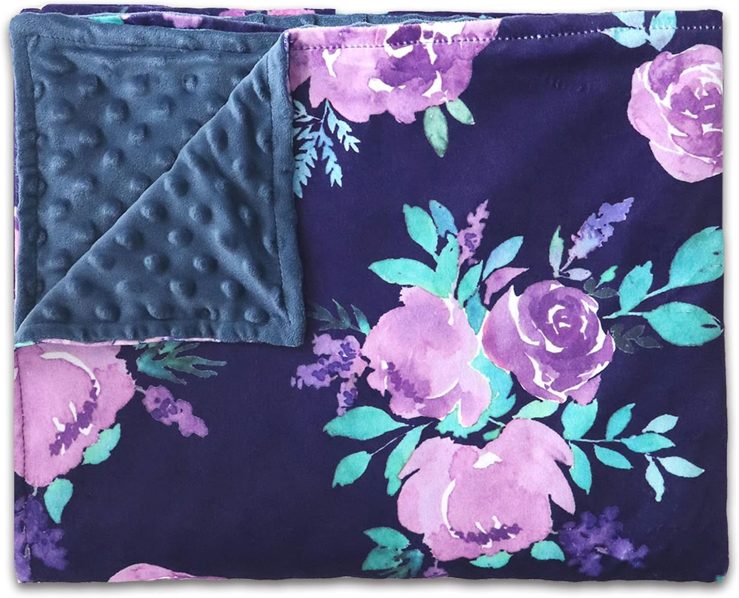TANOFAR Baby Blanket for Girls Purple Floral Minky Blanket Super Soft Toddler Receiving Blanket with Dotted Backing 30 X 40 Inch