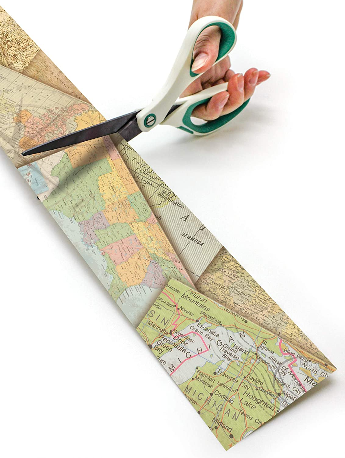Teacher Created Resources Travel the Map Straight Rolled Border Trim - 50Ft - Decorate Bulletin Boards, Walls, Desks, Windows, Doors, Lockers, Schools, Classrooms, Homeschool & Offices