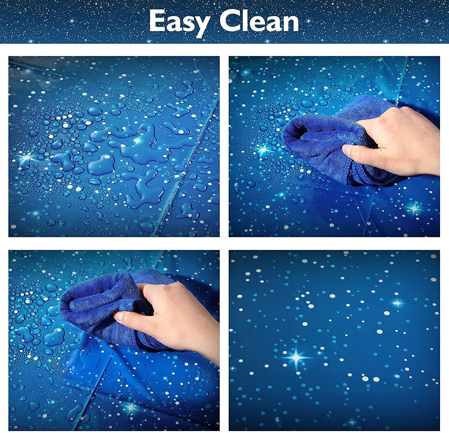 Space Tablecloth Starry Night Tablecloths 4PCS Decorations Plastic Galaxy Table Cover Space Stars Theme Party Supplies for Birthday Home Decorations, Waterproof Oil Proof Star Tablecloth 54'' X 108'' image number 1