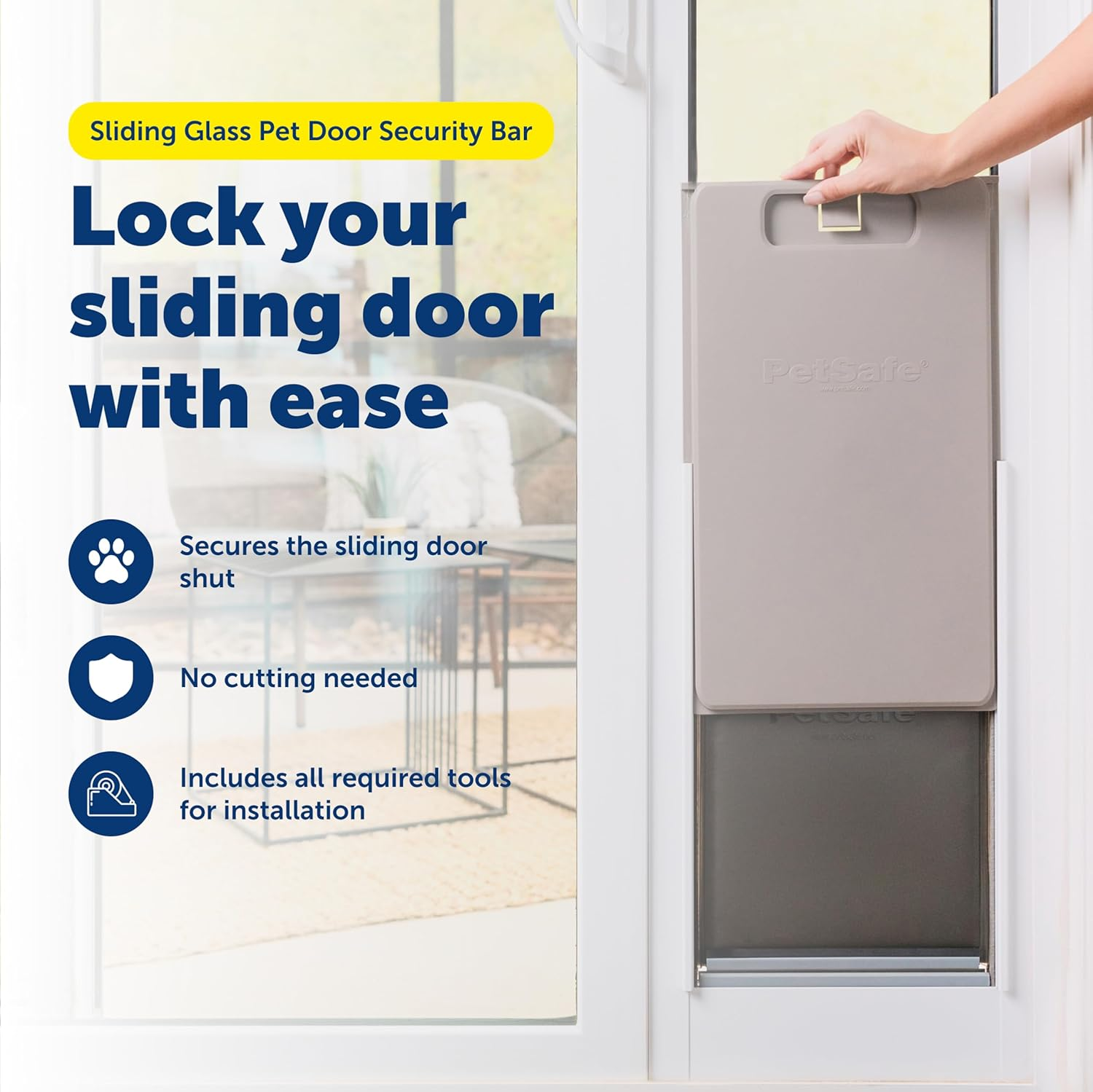 Petsafe Sliding Glass Pet Door Security Bar - Easy to Install - Lock Your Sliding Glass Pet Door - Compatible with Petsafe Sliding Glass Pet Doors - for Sliding Glass Doors up to 72&rdquo; Wide image number 2