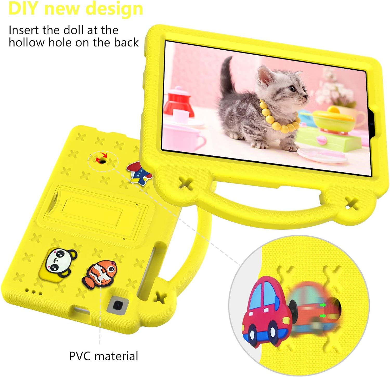 Jarttarn Shockproof Case Compatible with Ipad 10Th Generation,10.9 Inch 2022 Model, DIY Kids Cover with Pencil Holder/Stand for Ipad 10Th Gen 10.9-Inch (Yellow) image number 3