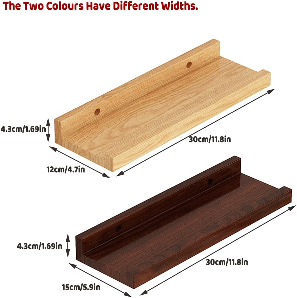 AIMALL Wall Mounted Floating Shelf, Wood Storage Rack for Display and Organization - Available in Two Colours image number 6