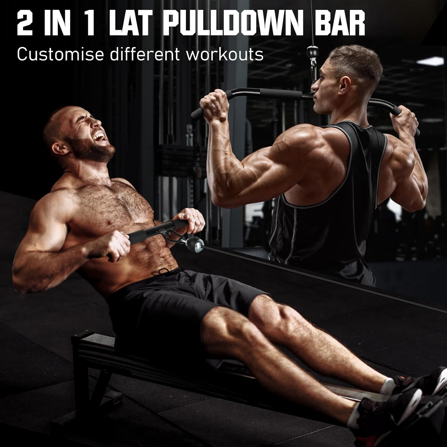 RENRANRING Fitness LAT and Lift Pulley System Gym - Upgraded LAT Pull down Cable Machine Attachments, Loading Pin, Handle and Tricep Rope, for Biceps Curl, Forearm, Triceps Exercise Gym Equipment