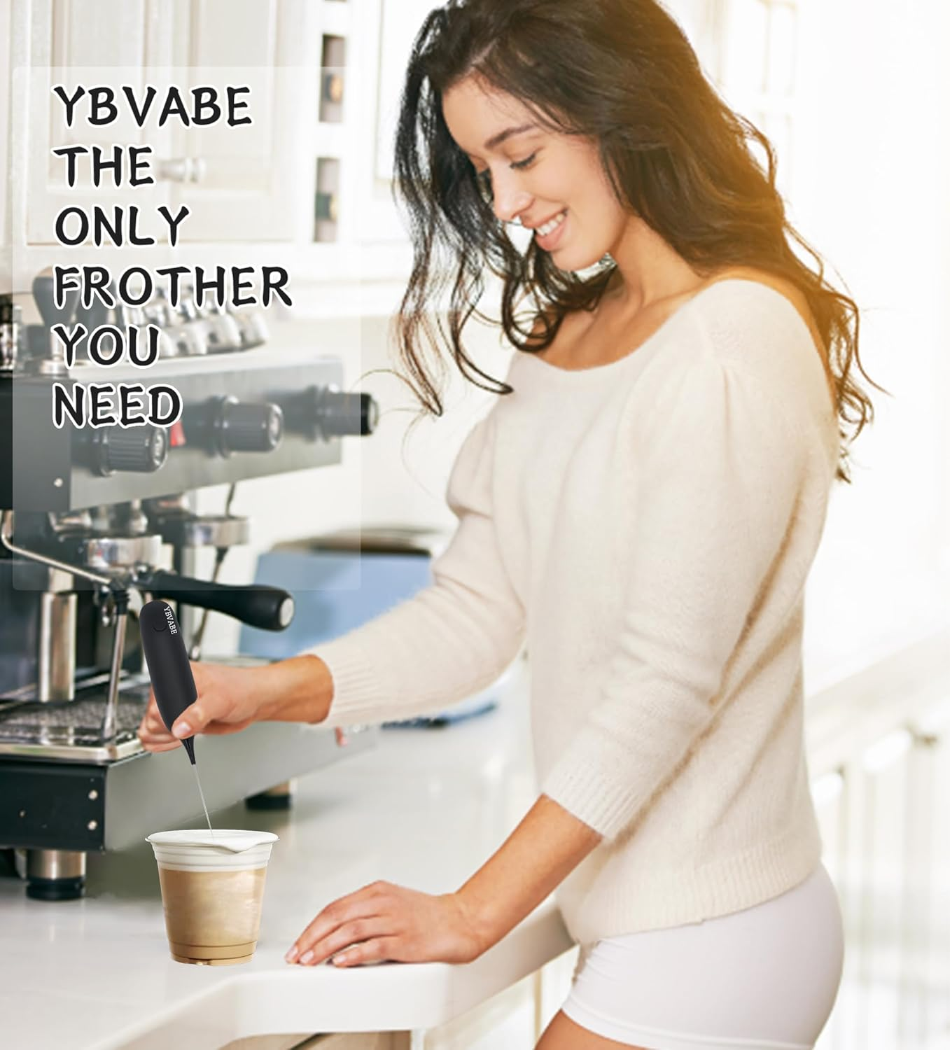 YBVABE Milk Frother Handheld - Portable Coffee Stirrer for Milk Froth, Matcha Whisk with High Powered Improved Motor, Mini Whisk Electric Chocolate Shaker, Drink Mixer for Cappuccino, Frother Maker - Pink image number 6