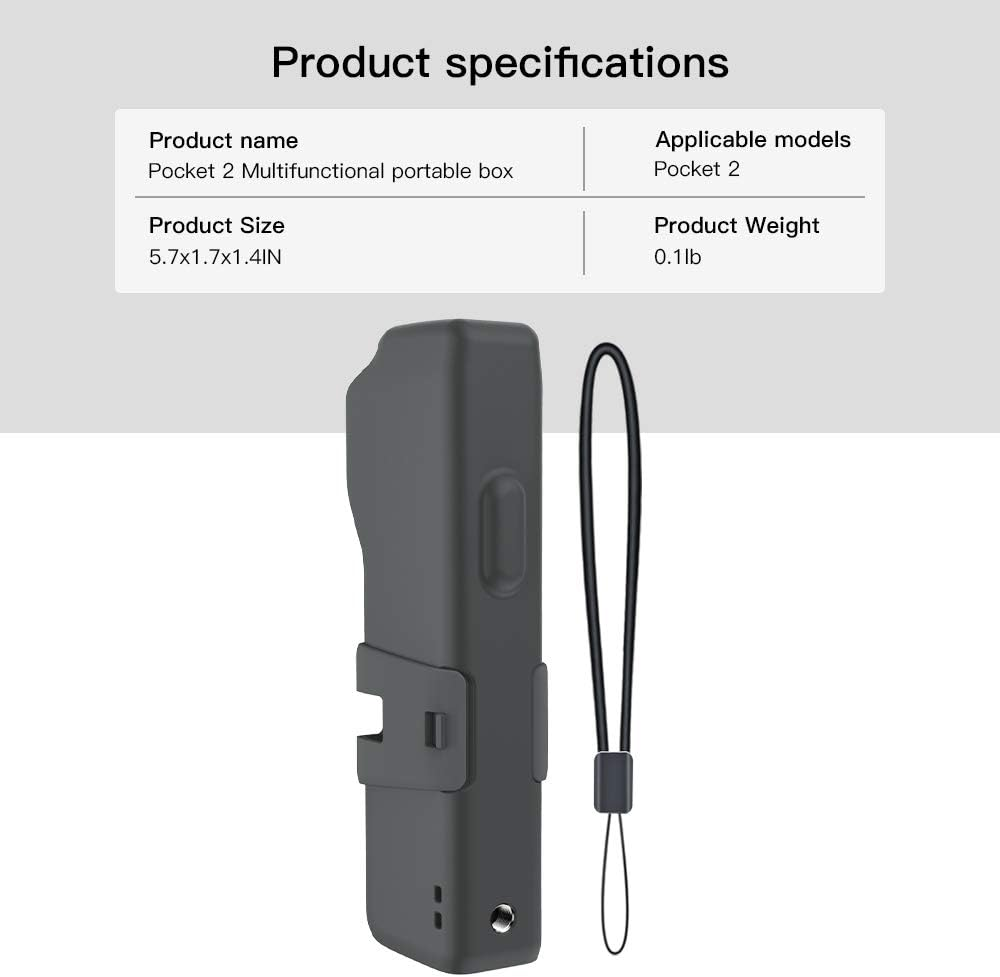 RCGEEK Protect Case Compatible with DJI Osmo Pocket 2 with Extra Spare TF Card Slot Portable Hard OSMO Pocket 2 Carrying Case Storage Box with Lanyard Plastic Holder Storage Protector Cover