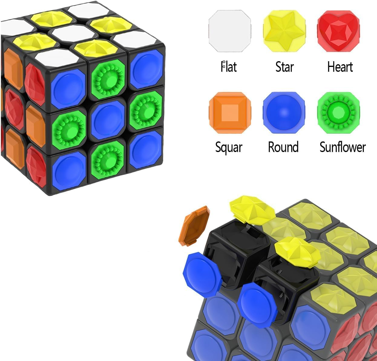 Willking 3X3 Speed Cube Special 3 by 3 Tactile Impression Speed Cube 3X3X3 Magic Speed Cube Puzzles Special Cube Touch Twist Patch Visually Impaired Cube image number 5