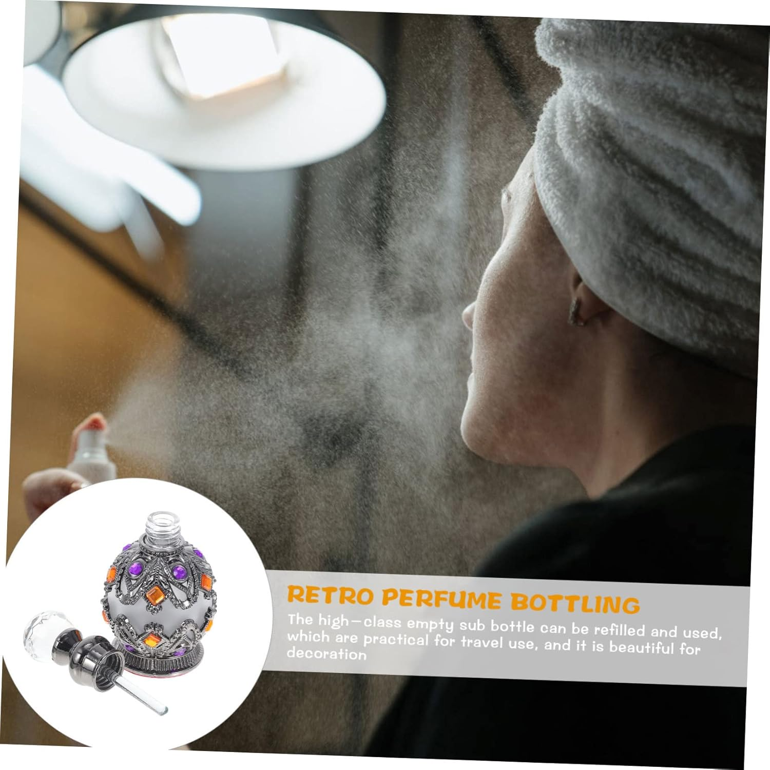 15Ml Vintage Black Sphere Essential Oil Bottle Perfume Storage Bottle Portable Glass for Travel and Decoration image number 5