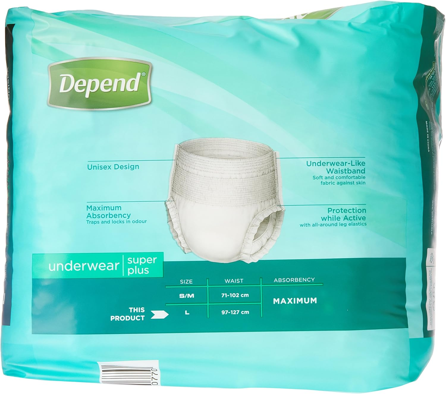 Depend Incontinence Underwear Unisex Super Large 36 Count (4 X 9 Pack) - Packaging May Vary