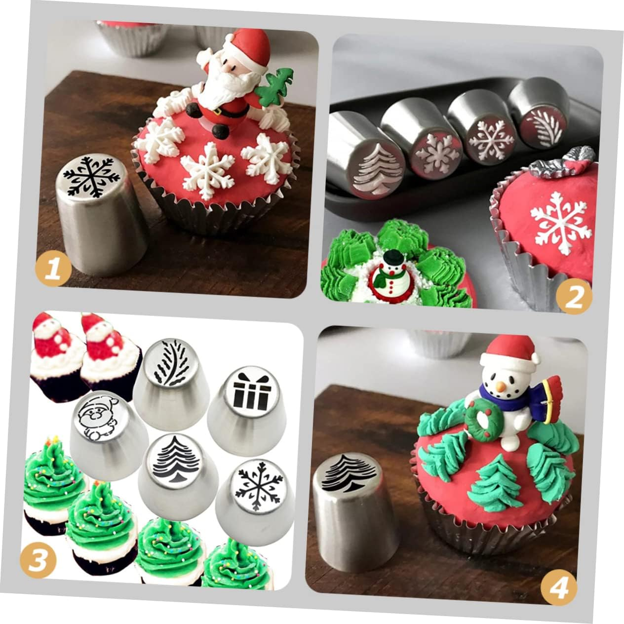 Ergonomic Design Cake Piping Tips Set 5Pcs Stainless Steel for Christmas Cupcake Cookie Decorations image number 1
