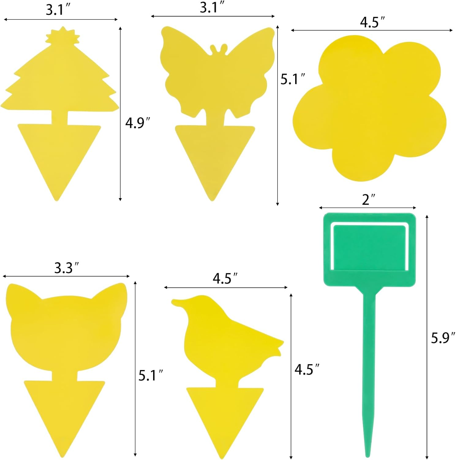 BTYMS 50 Pcs Sticky Bug Traps - Dual-Sided Glue Boards with 5 Adjustable Ground Penetrations, Fruit Fly Traps for Garden/Kitchen/Home - Indoor & Outdoor Use Protect the Plant (Yellow,Pp) image number 5