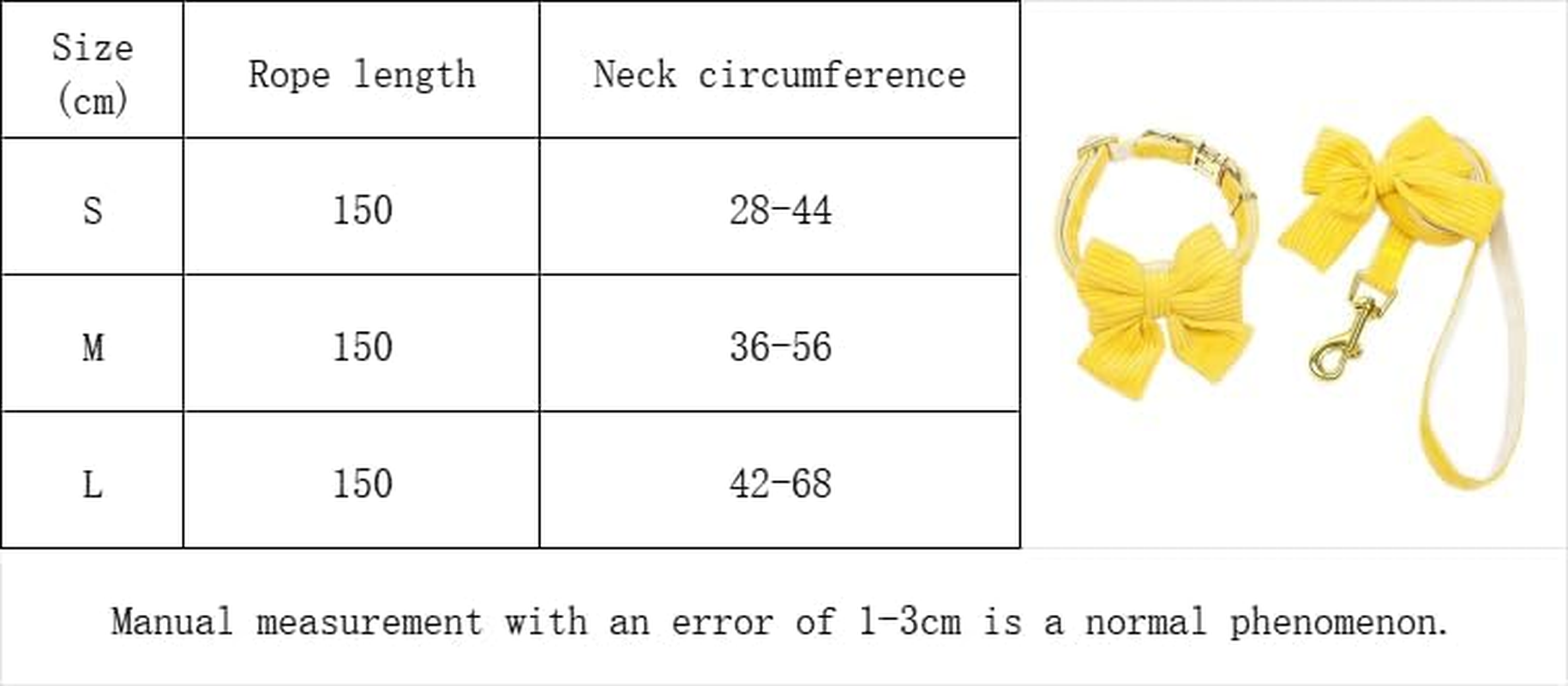 Dog Collar and Leash Set with Bowtie, Girl Dog Collars Metal Buckle Adjustable for Small Medium Dogs (Yellow, L) image number 5