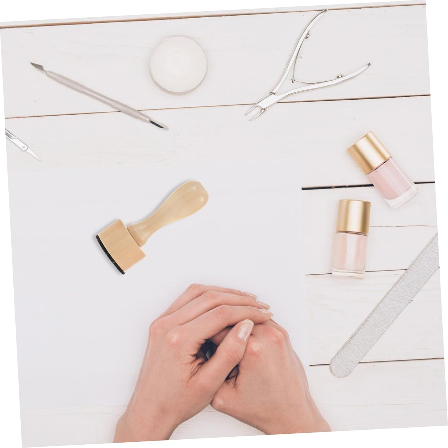 Nail Stamper Tool Set with Wooden Handle Ink Blending and Cleaning Pad Clamping Design for Nail Care Suitable for Professional Salon and Home Use Versatile for Scrapbooking And image number 1