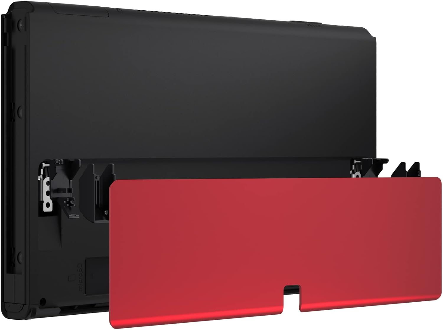 Extremerate Vampire Red Soft Touch Replacement Metal Kickstand for Nintendo Switch OLED Console, Metal Back Bracket Holder Kick Stand for Nintendo Switch OLED - Console NOT Included image number 3