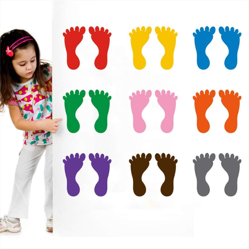 NUOBESTY Footprint Floor Stickers Waterproof Kids Foot Stickers 9 Pairs Self-Adhesive PVC Decals for Kindergarten Bathroom Bathtub Anti-Slip Safety Decoration image number 5