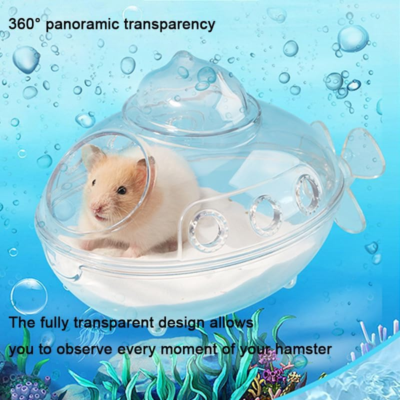 Hamster Bathtub,Transparent Sand Bath Box for Small Pets, Cute Hamster Bathroom & Sleep Pad Nest, Durable Cage Accessory for Hamsters & Small Animals (S)