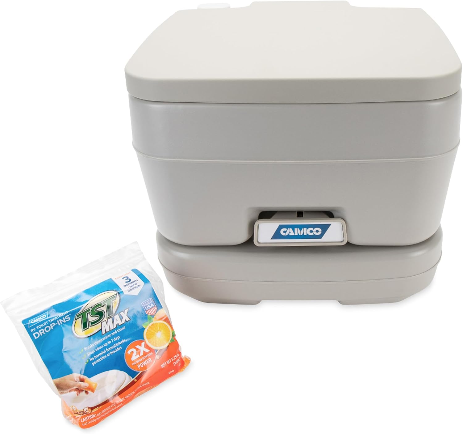 Camco Portable Travel Toilet - Features Bellow-Type Flush and Sealing Slide Valve to Lock-In Odors and Protect against Leakage-| Lightweight and Compact, 2.6 Gallon (41531) image number 4
