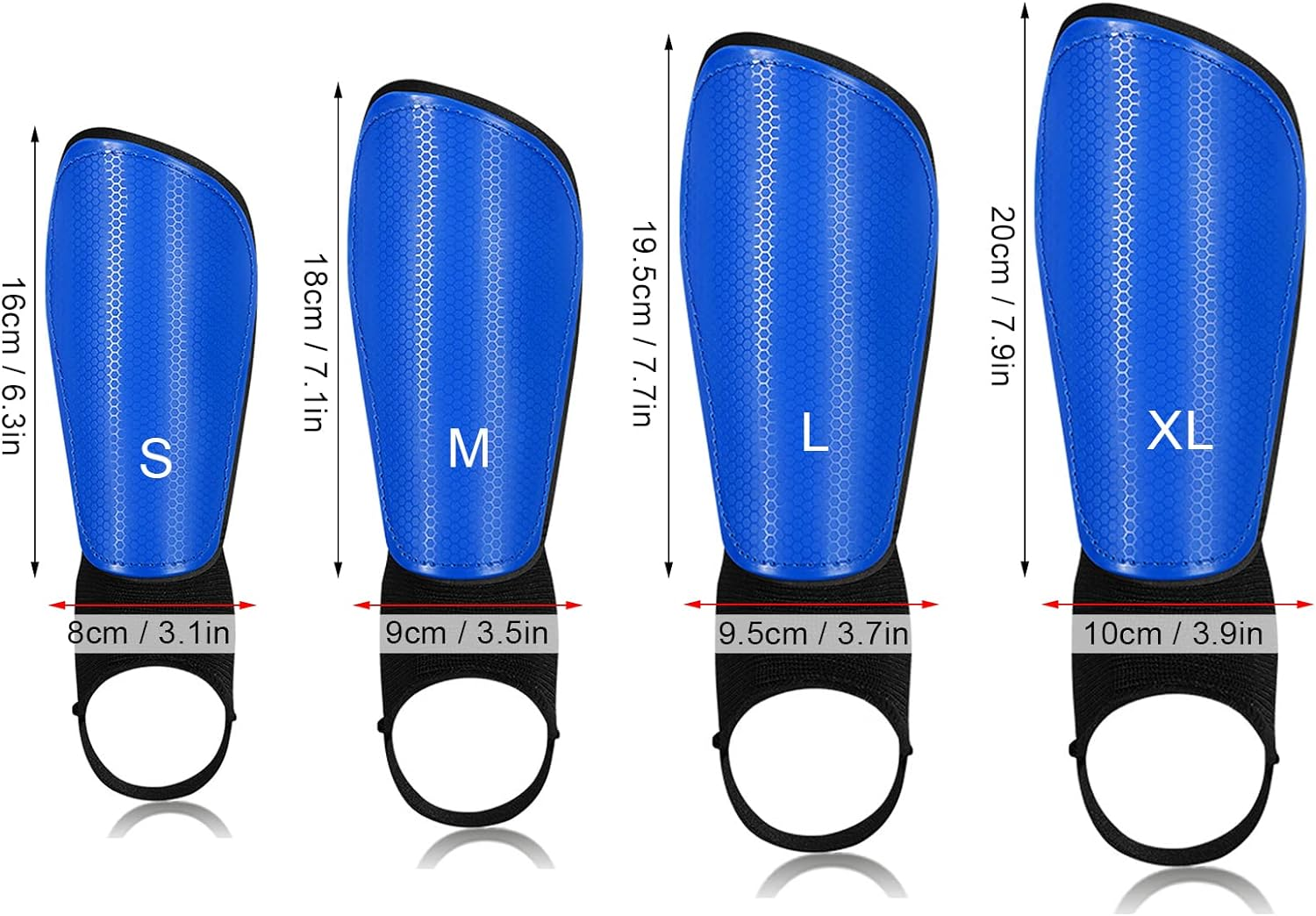 Soccer Shin Guard with Ankle Protector and Adjustable Straps Football Protective Equipment for Kids Youth Adults Black M image number 6