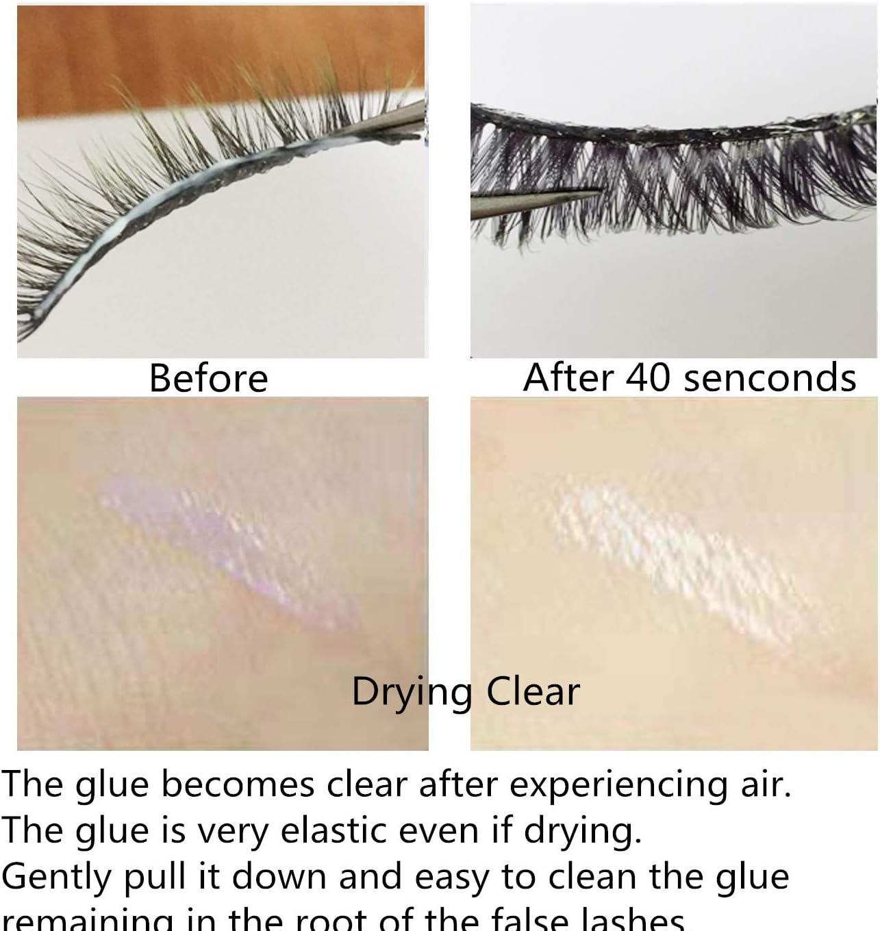 JIMIRE Eyelash Glue Clear | Secure Hold for False Eyelashes | Latex-Free Eyelash Adhesive with Chamomile Suitable for Sensitive Eyes image number 5