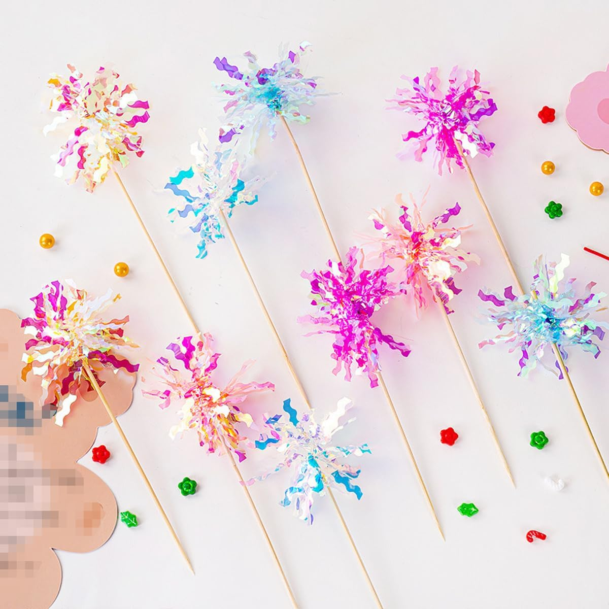50Pcs Firework Cupcake Toppers Cocktail Food Fruit Toothpick Holiday Cake Decoration Cake Toppers Picks for Christmas Party Birthday Wedding Cake Decoration Party Favors Supplies, Random Color image number 6