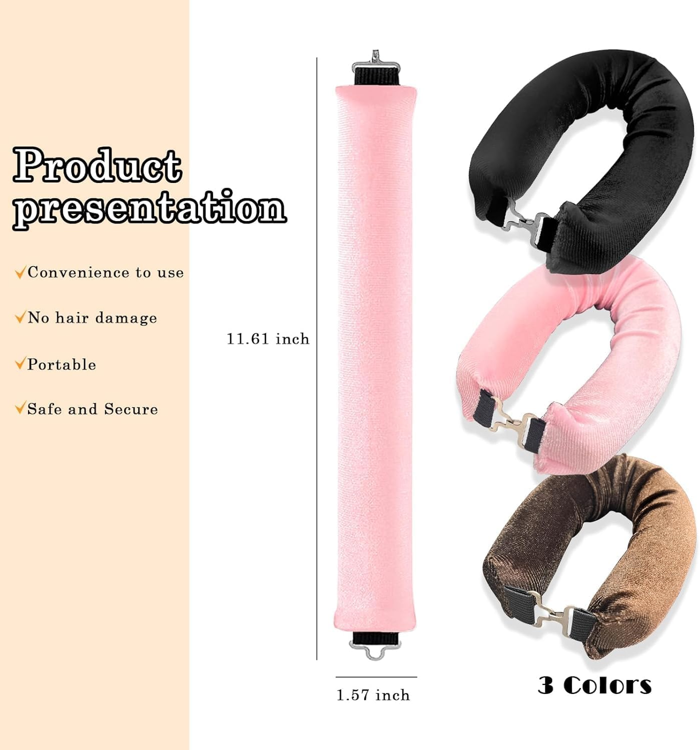 Heatless Hair Curler Overnight Curls Blowout Rods, 3Pcs Heatless Curling Rod Velvet Blowout Rods,No Hot Roller Overnight Blowout,Velvet Heatless Curling No Heat Hair Curler Overnight Curl Blowout Rod image number 6