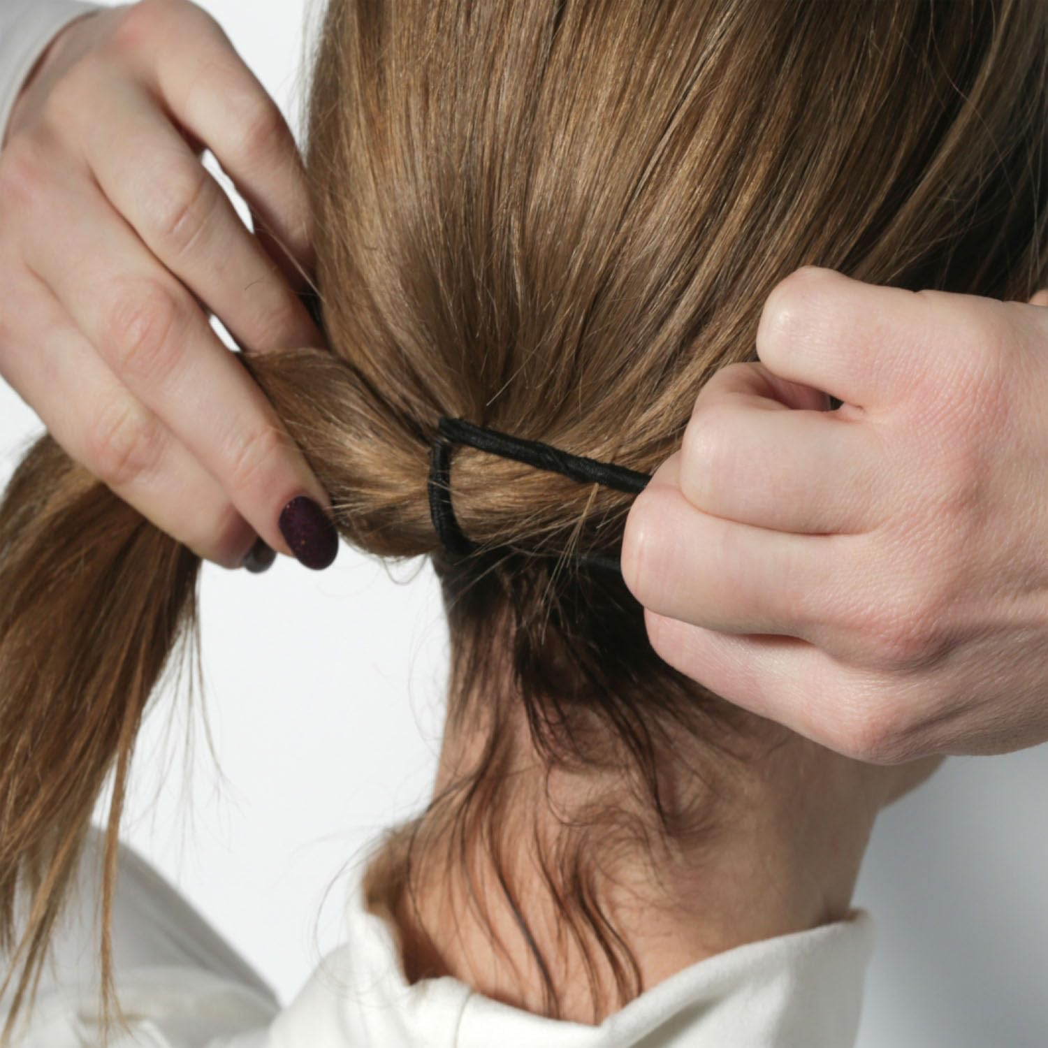 100PCS Black Hair Elastic Ties for Thick and Curly Hair Hair Bobbles Hair Ties Ponytail Holders Hair Bands for Women No Metal Hair Ties image number 2