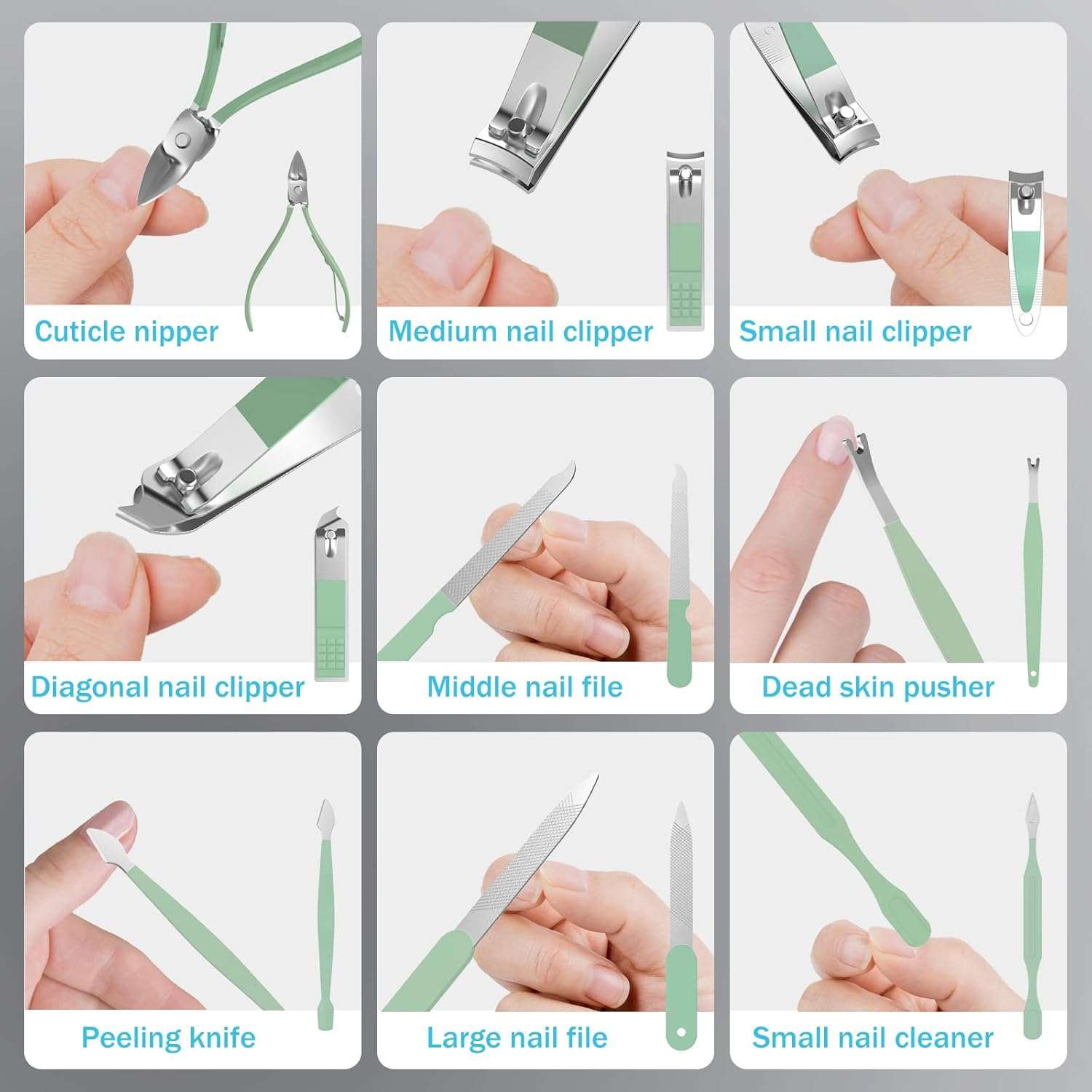 Manicure Set Personal Care, Nail Clipper Kit, Professional Nail Clipper Pedicure Set, Nail Tools with Luxurious Travel Case, Gifts for Men Women Family Friend, 31 Pieces (Green) image number 1