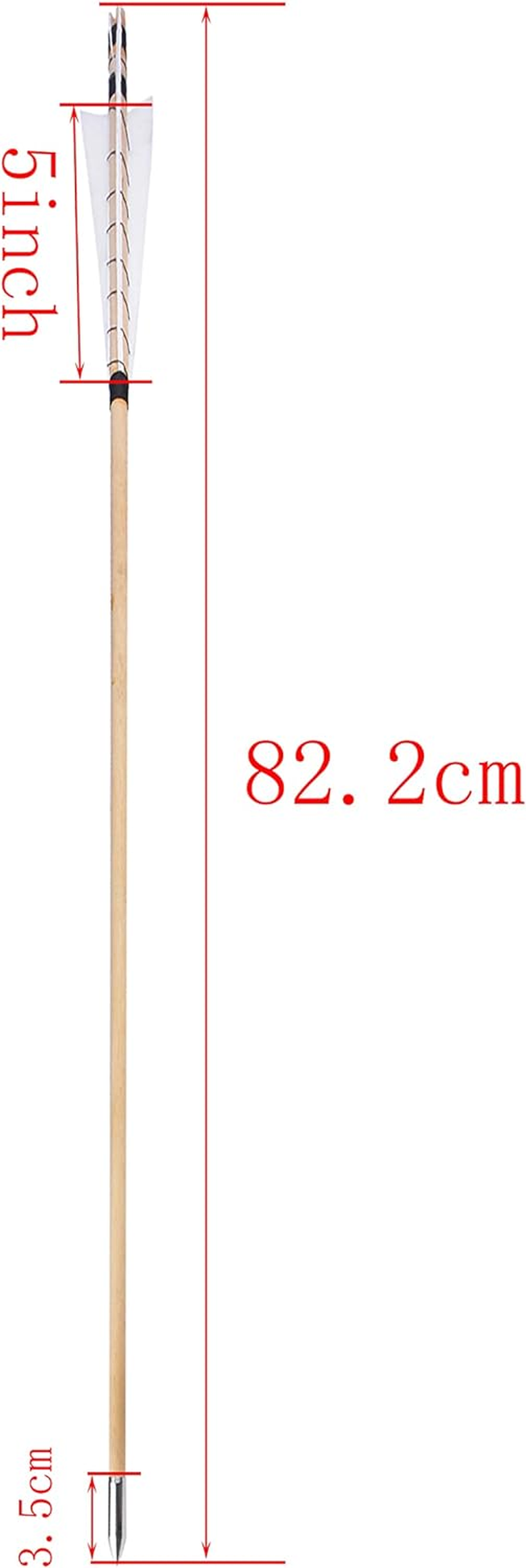 32 Inch Wooden Arrow English Longbow Arrow Target Pracrice Arrow Shaft with 5" Turkey Feather Fletching and Field Point for Recurve Bow Longbow Traditaonal Bow image number 1
