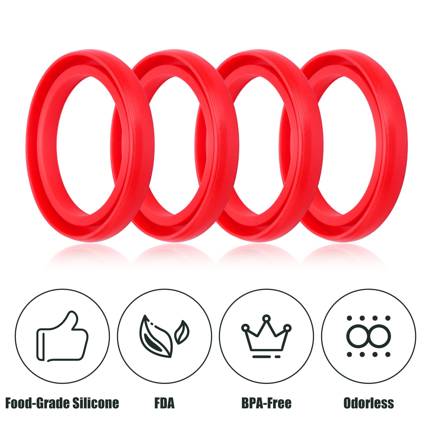 4-Pcs Silicone Replacement Gaskets Classic for Stanley, Sealing O Ring Gasket for Thermos Lid Compatible with Stanley Classic Vacuum Bottle Stopper (Red) image number 2