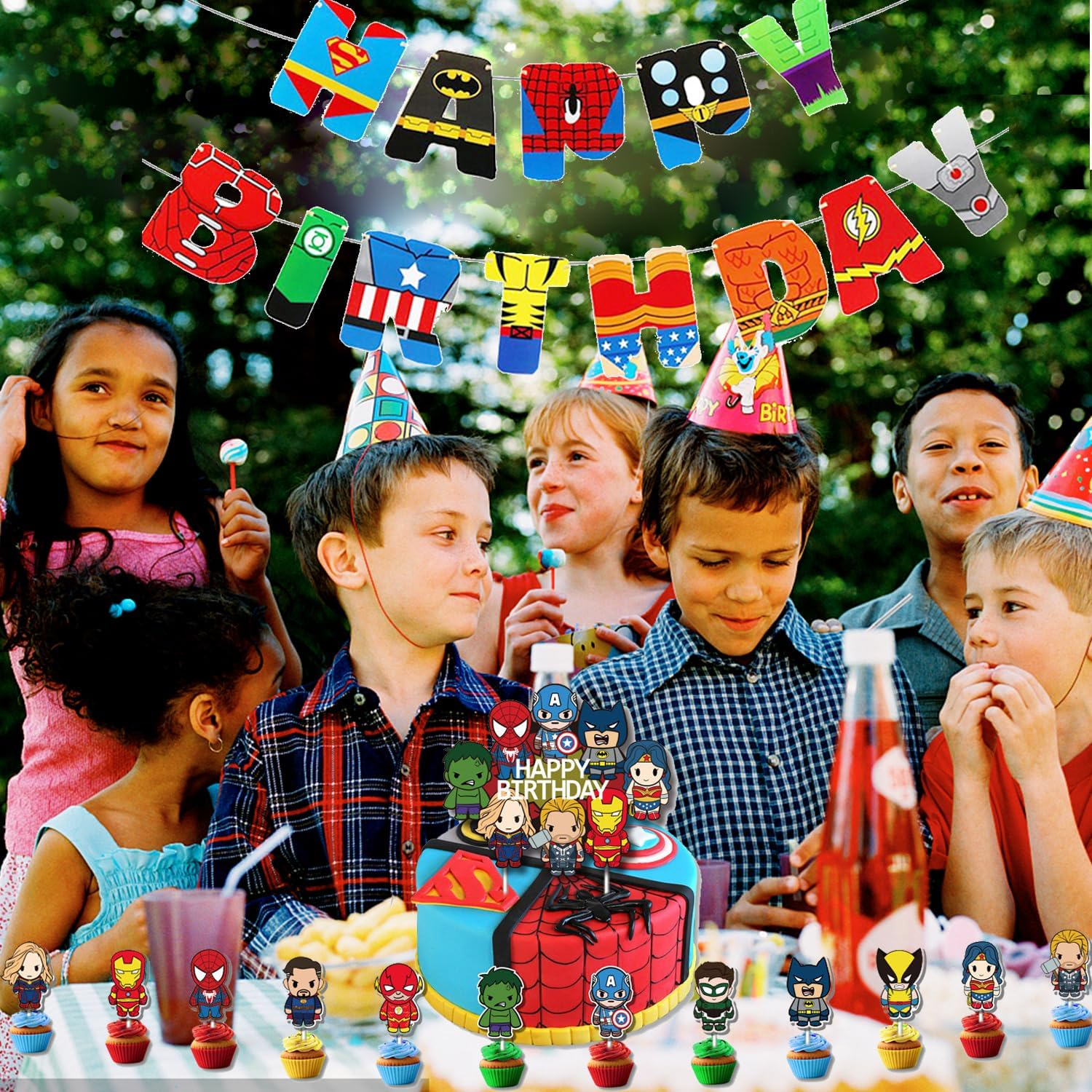 38Pcs Superhero Party Decoration Kit Superhero Balloons Avengers Party Balloons Decorations Happy Birthday Party for Boys Birthday Party Decoration image number 6