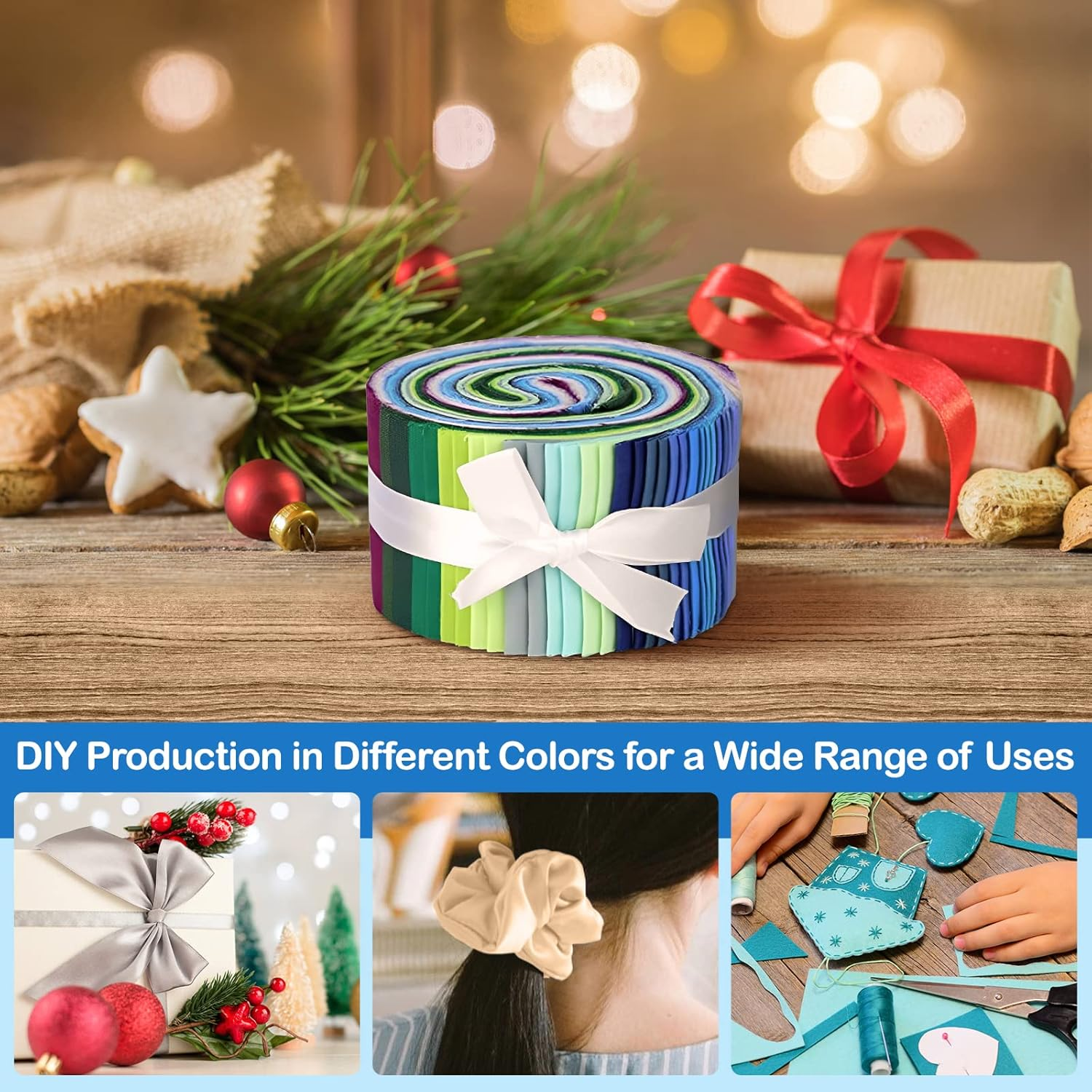 F Fityle 36 Pieces Jelly Fabric Roll 2.5 Inch Roll up Fabric Quilting Strips Floral Printed Craft Fabric Bundle Precut Patchwork with Assorted Patterns - Pure Color