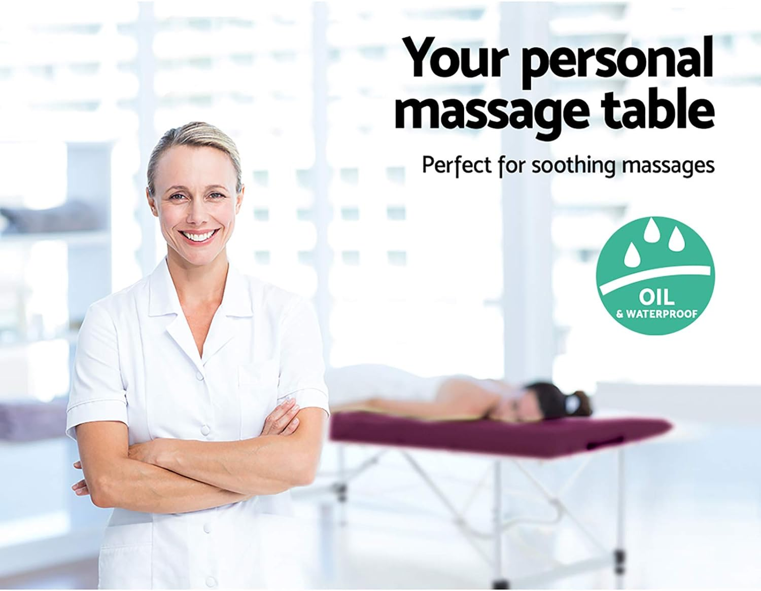 Zenses Massage Table Violet 75Cm Portable Aluminium, Massages Therapy Bed Headrest Chairs, Folding 3 Fold Beauty Spa Waxing Bounes Cover Covers Carry Bag image number 4